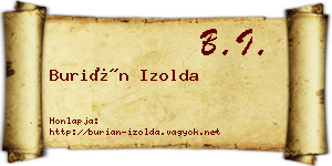 Burián Izolda névjegykártya