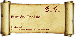 Burián Izolda névjegykártya